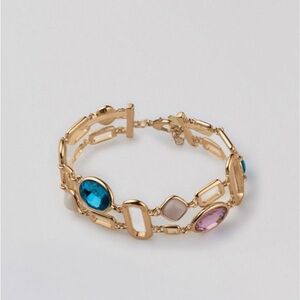 NEW AVON Studio 1886 Acqua Rose Jewels Bracelet Geometric Goldtone Vibrant